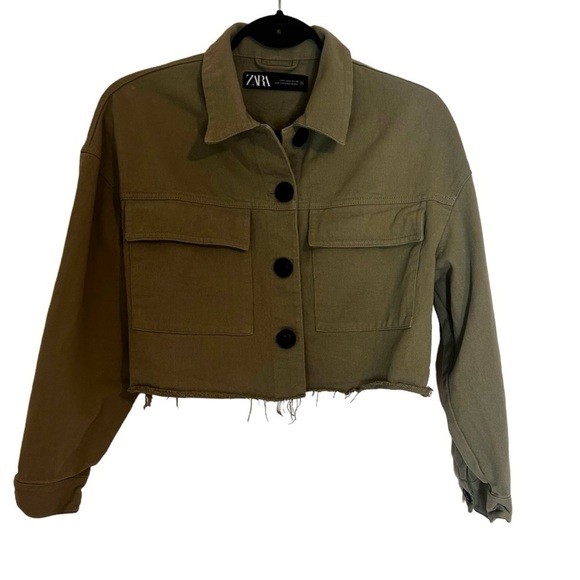 Zara Women's Cropped Green Jacket - Picture 1 of 10